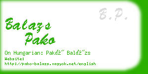 balazs pako business card